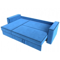 Угловой диван Принстон (велюр голубой чёрный) - Изображение 2